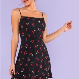 🍒 Cherry Print Mini Cami spaghetti strap Dress